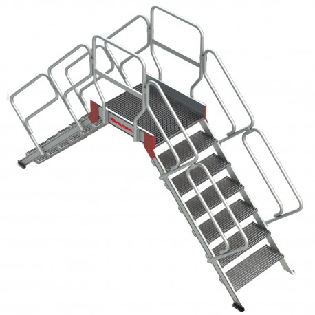 SP-T | Escalera puente con plataforma en tramex, altura hasta la plataforma 64 cm.