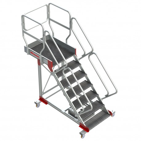 SB-T | Escalera con plataforma y cuatro ruedas, altura hasta la plataforma 87 cm.