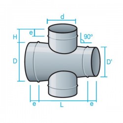 CRUZ CON REDUCCIÓN CÓNICA A 90° DE CHAPA GALVANIZADA CRUZ CON REDUCCIÓN CÓNICA A 90° DE CHAPA GALVANIZADA