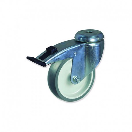 RUEDA CON FRENO DE GOMA 125 MM CARGA 100 KG PARA MUEBLES RUEDA CON FRENO DE GOMA 125 MM CARGA 100 KG PARA MUEBLES