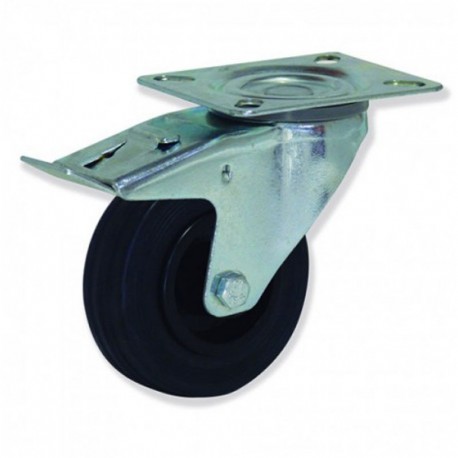 RUEDA GIRATORIA CON FRENO DE GOMA 200 MM PARA HOSPITALES CON CAPACIDAD DE CARGA DE HASTA 200 KG